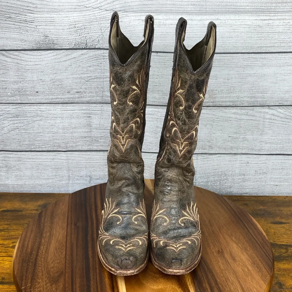 Corral Circle G Distressed Filigree Embroidered Western Boot Women’s Shoe Size 8 - Picture 9 of 15